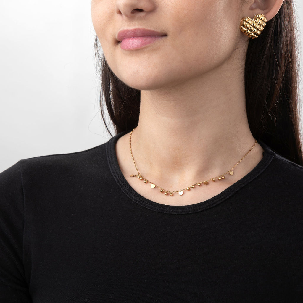 Collar Corazones & Círculos Dorado