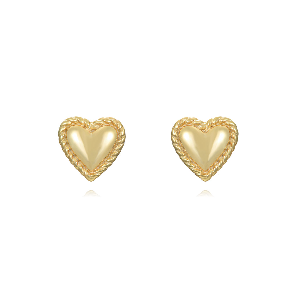 Pendientes Corazón Trenzado Plata Dorada