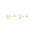 Pendientes Perla Barbell Plata de ley