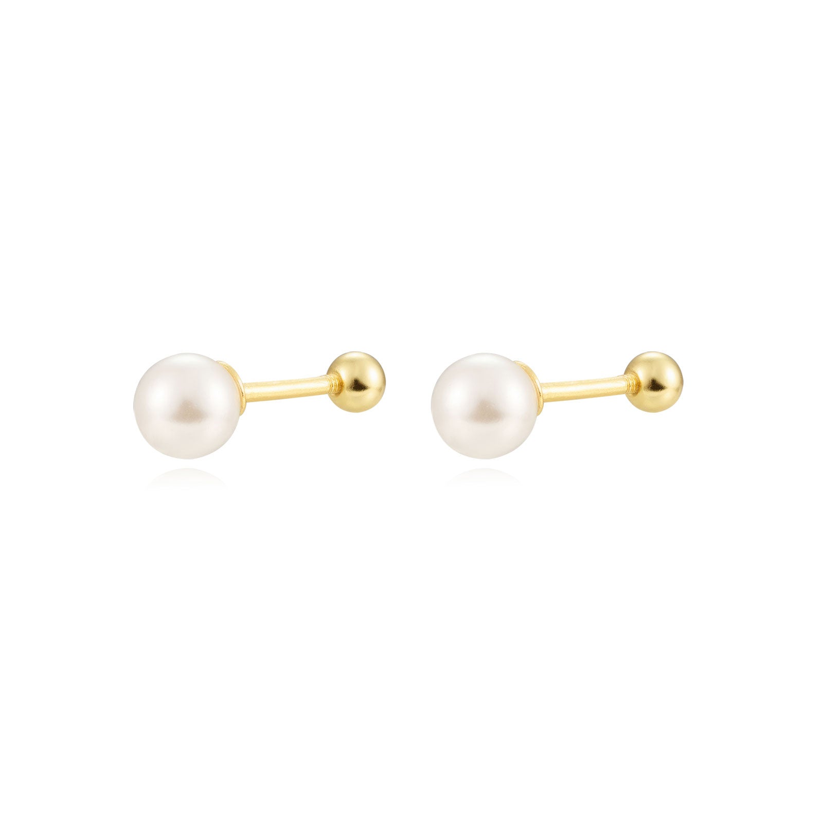 Pendientes Perla Barbell Plata de ley