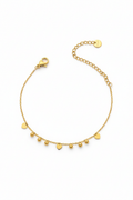 Pulsera Cadena Corazones & Bolas · Acero Dorado