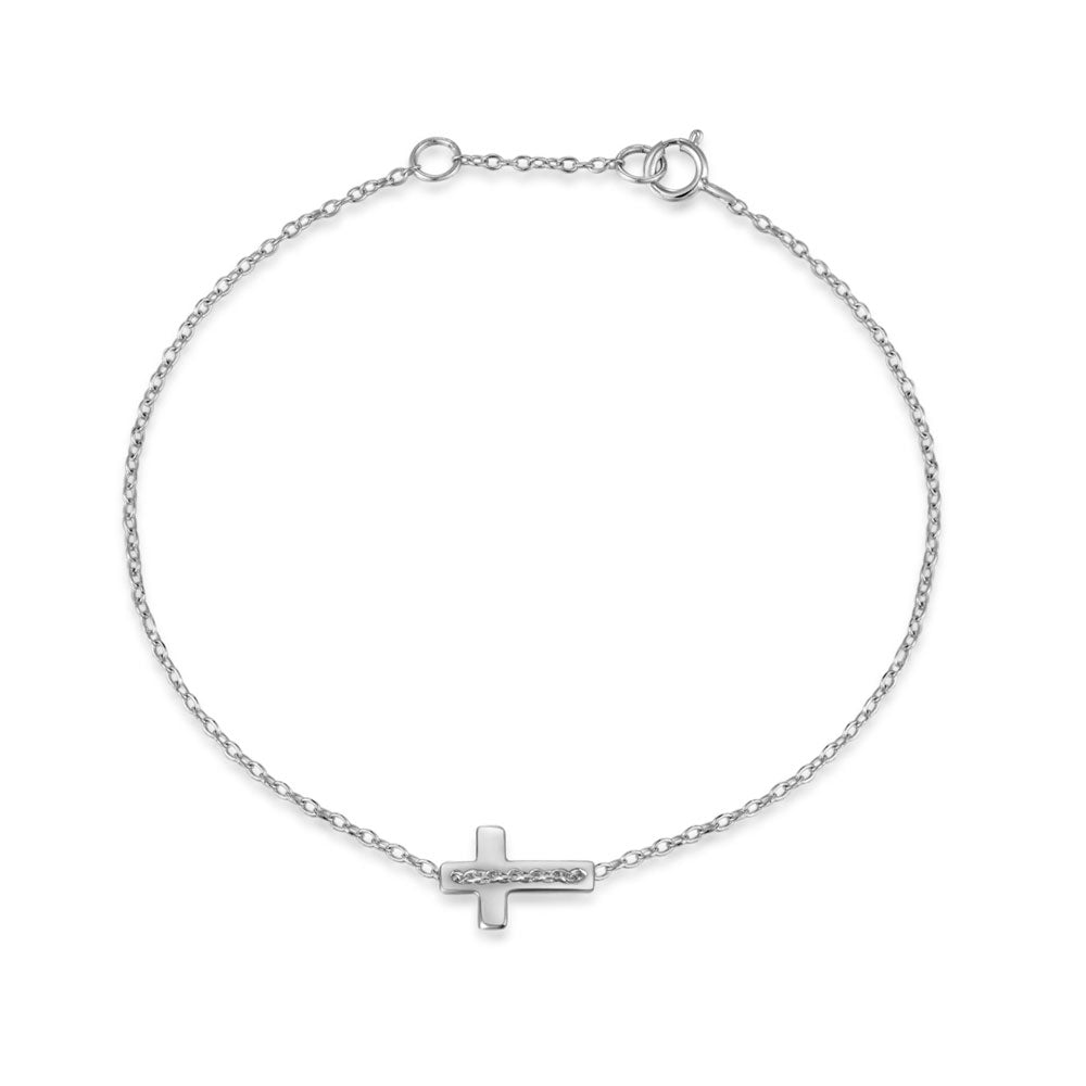 Pulsera Cadena Cruz Lateral · Plata de Ley