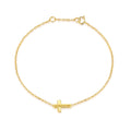 Pulsera Cadena Cruz Lateral · Plata bañada en oro