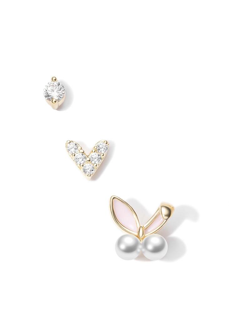 Set Ear Stack Derecho · Zirconia, Corazón & Bunny