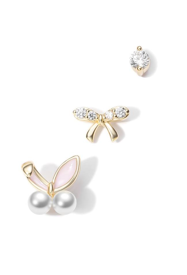 Set Ear Stack Izquierdo de plata · Zirconia, Lazo & Bunny