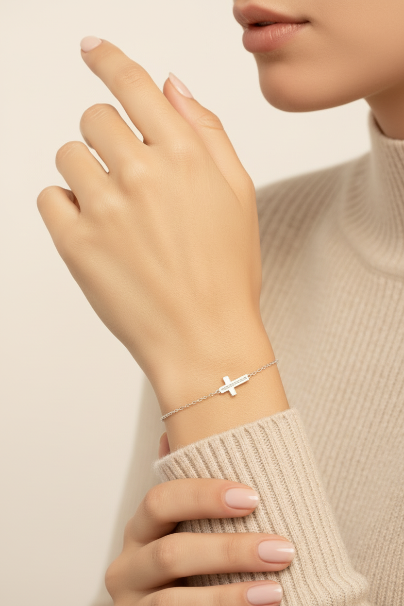 Pulsera Cruz Plateada - realista
