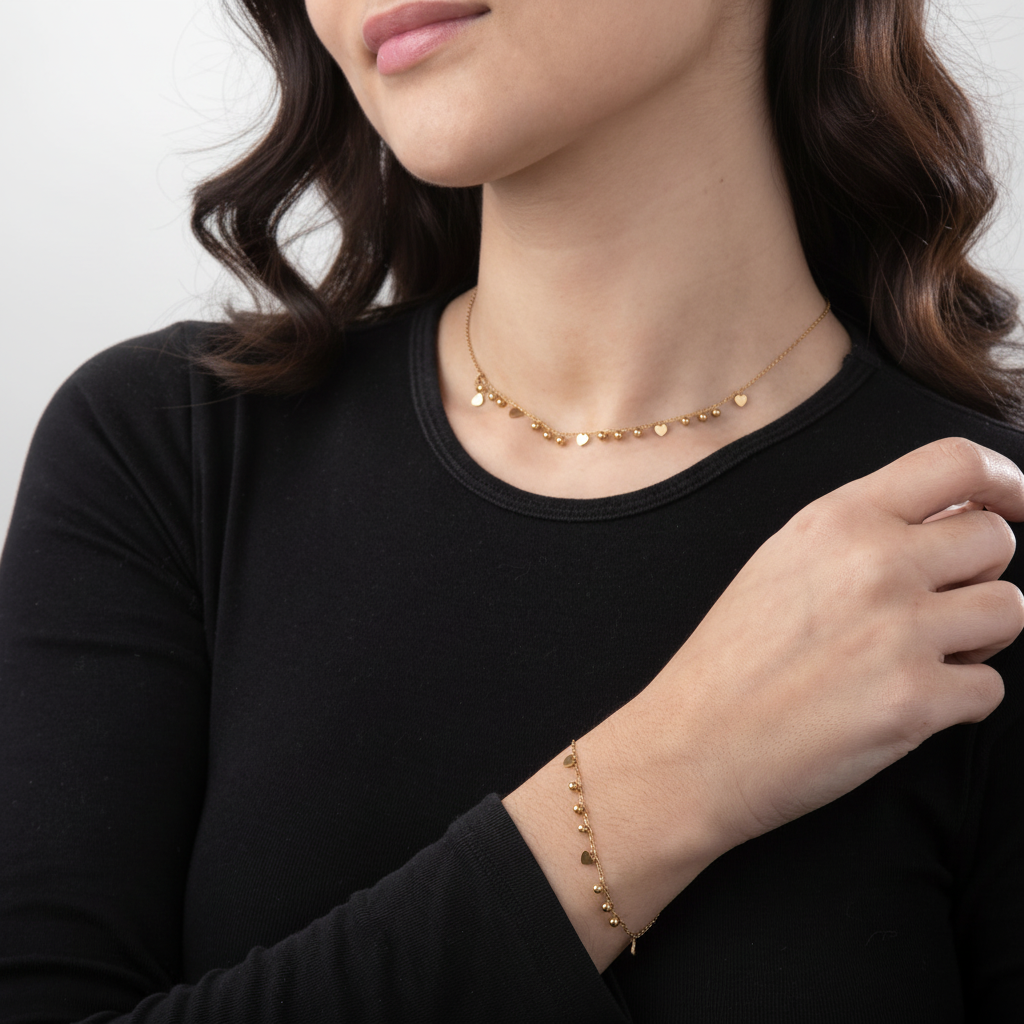 Pulsera y Collar Corazones - nueva modelo